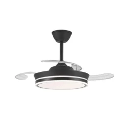 Ventilador de techo Aria Mini negro LED 39w 3CCT acabado negro estilo moderno aspas plegables motor DC 92cm Ø