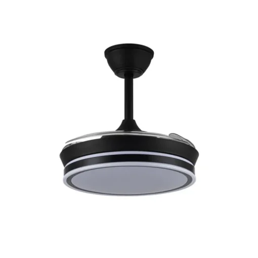 Ventilador de techo Aria Mini negro LED 39w 3CCT acabado negro estilo moderno aspas plegables motor DC 92cm Ø