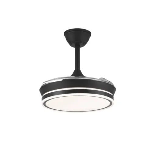 Ventilador de techo Aria Mini negro LED 39w 3CCT acabado negro estilo moderno aspas plegables motor DC 92cm Ø