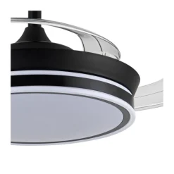 Ventilador de techo Aria Mini negro LED 39w 3CCT acabado negro estilo moderno aspas plegables motor DC 92cm Ø