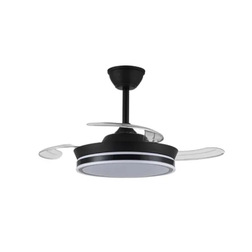 Ventilador de techo Aria Mini negro LED 39w 3CCT acabado negro estilo moderno aspas plegables motor DC 92cm Ø
