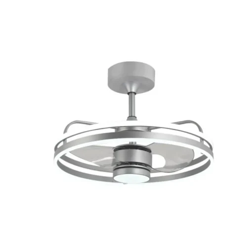 Ventilador de techo Aros LED 65w 3CCT acabado níquel estilo moderno motor DC 60cm Ø