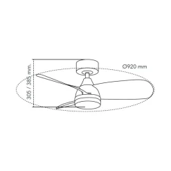 Ventilador de techo Byan blanco/ceniza LED 18w 3CCT acabado blanco efecto madera tono ceniza estilo moderno motor DC 92cm Ø