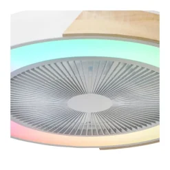 Ventilador de techo Corpi LED 35w 3CCT RGB acabado blanco/madera natural estilo moderno plafón con ventilador motor DC 50cm Ø
