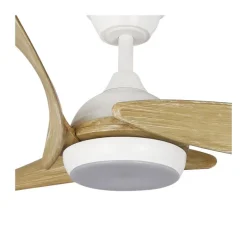 Ventilador de techo Enna blanco/madera LED 24w 3CCT acabado blanco estilo moderno aspas efecto madera motor DC 137cm Ø