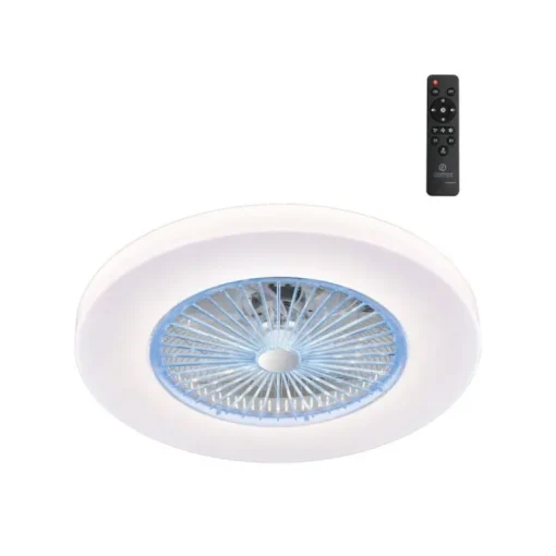 Ventilador de techo Kitale LED 45w 3CCT acabado blanco estilo moderno plafón ventilador motor DC 59cm Ø