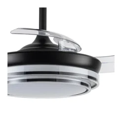 Ventilador de techo Lander Mini negro LED 46w 3CCT acabado acero negro estilo moderno aspas plegables motor DC 92cm Ø