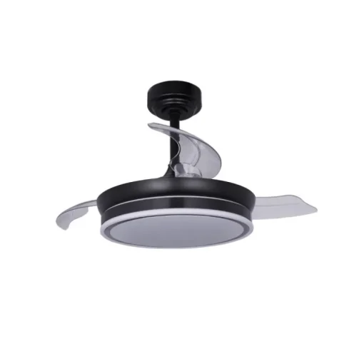Ventilador de techo Martina negro LED integrado 46w 3CCT acabado negro estilo moderno aspas plegables motor DC 92cm Ø