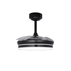 Ventilador de techo Martina negro LED integrado 46w 3CCT acabado negro estilo moderno aspas plegables motor DC 92cm Ø