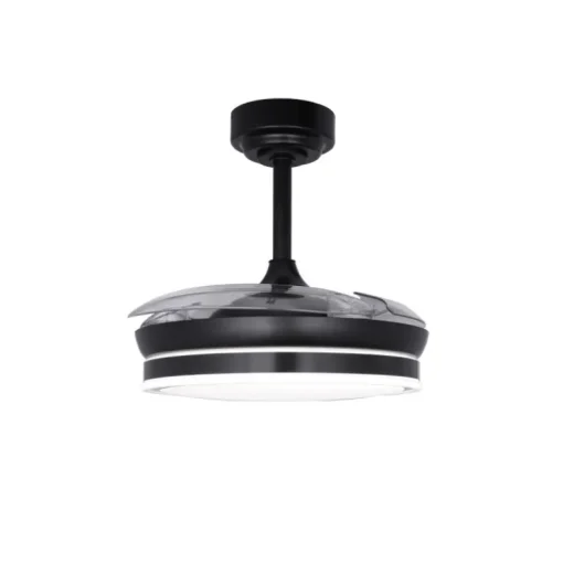 Ventilador de techo Martina negro LED integrado 46w 3CCT acabado negro estilo moderno aspas plegables motor DC 92cm Ø