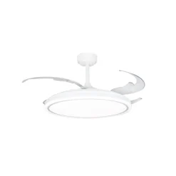 Ventilador de techo Martin blanco XL LED 80w 3CCT acabado blanco estilo moderno aspas plegables motor DC 123cm Ø