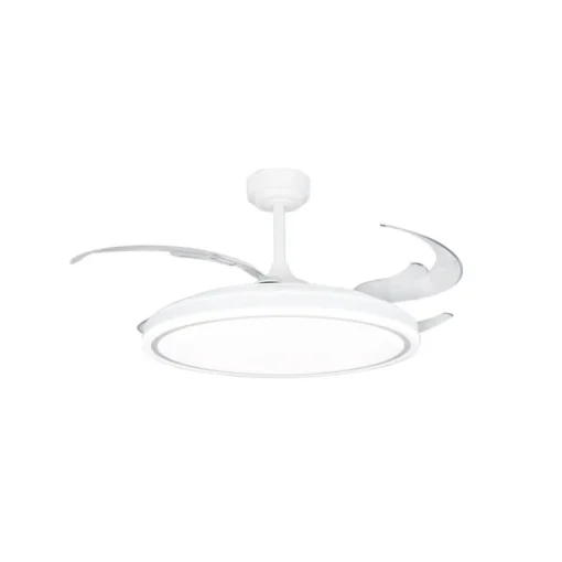 Ventilador de techo Martin blanco XL LED 80w 3CCT acabado blanco estilo moderno aspas plegables motor DC 123cm Ø