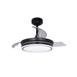 Ventilador de techo Martina negro LED integrado 46w 3CCT acabado negro estilo moderno aspas plegables motor DC 92cm Ø