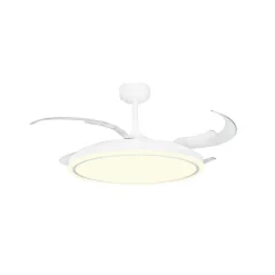 Ventilador de techo Martin blanco XL LED 80w 3CCT acabado blanco estilo moderno aspas plegables motor DC 123cm Ø