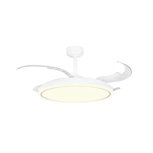 Ventilador de techo Martin blanco XL LED 80w 3CCT acabado blanco estilo moderno aspas plegables motor DC 123cm Ø