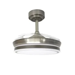Ventilador de techo Martina níquel LED integrado 46w 3CCT acabado níquel estilo moderno aspas plegables motor DC 92cm Ø