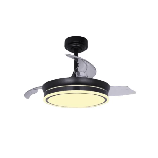Ventilador de techo Martina negro LED integrado 46w 3CCT acabado negro estilo moderno aspas plegables motor DC 92cm Ø