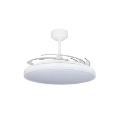 Ventilador de techo Martin blanco XL LED 80w 3CCT acabado blanco estilo moderno aspas plegables motor DC 123cm Ø