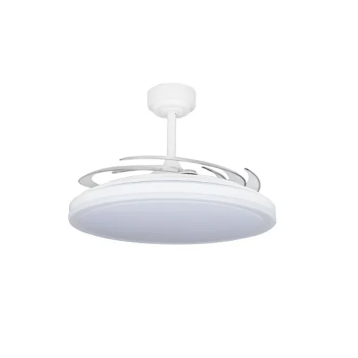 Ventilador de techo Martin blanco XL LED 80w 3CCT acabado blanco estilo moderno aspas plegables motor DC 123cm Ø