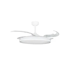 Ventilador de techo Martin blanco XL LED 80w 3CCT acabado blanco estilo moderno aspas plegables motor DC 123cm Ø