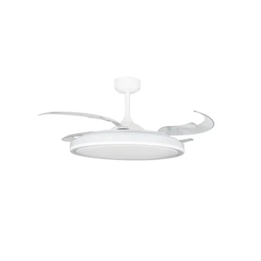 Ventilador de techo Martin blanco XL LED 80w 3CCT acabado blanco estilo moderno aspas plegables motor DC 123cm Ø