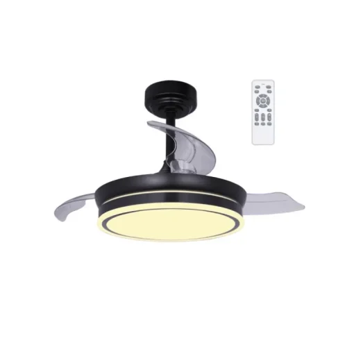 Ventilador de techo Martina negro LED integrado 46w 3CCT acabado negro estilo moderno aspas plegables motor DC 92cm Ø