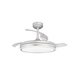 Ventilador de techo Martín plata 72w LED integrado 3CCT acabado plata estilo moderno aspas plegables motor DC 106cm Ø