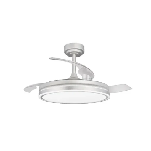 Ventilador de techo Martín plata 72w LED integrado 3CCT acabado plata estilo moderno aspas plegables motor DC 106cm Ø