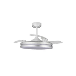 Ventilador de techo Martín plata 72w LED integrado 3CCT acabado plata estilo moderno aspas plegables motor DC 106cm Ø