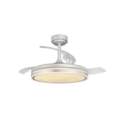 Ventilador de techo Martín plata 72w LED integrado 3CCT acabado plata estilo moderno aspas plegables motor DC 106cm Ø