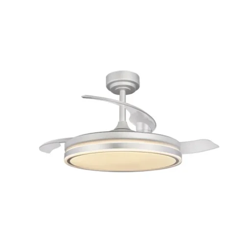 Ventilador de techo Martín plata 72w LED integrado 3CCT acabado plata estilo moderno aspas plegables motor DC 106cm Ø