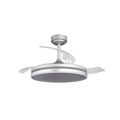 Ventilador de techo Martín plata 72w LED integrado 3CCT acabado plata estilo moderno aspas plegables motor DC 106cm Ø
