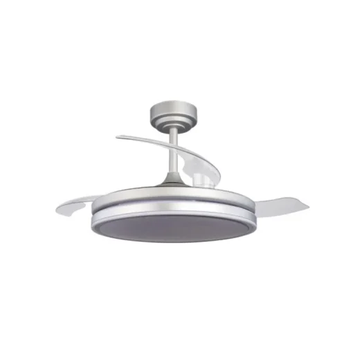 Ventilador de techo Martín plata 72w LED integrado 3CCT acabado plata estilo moderno aspas plegables motor DC 106cm Ø