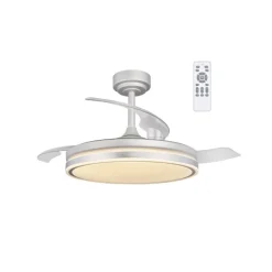 Ventilador de techo Martín plata 72w LED integrado 3CCT acabado plata estilo moderno aspas plegables motor DC 106cm Ø