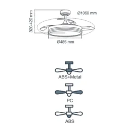 Ventilador de techo Marty blanco LED integrado 72w 3CCT acabado blanco estilo moderno motor DC aspas plegables 106cm Ø