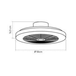 Ventilador de techo Moli LED 32w 3CCT acabado blanco estilo moderno plafón ventilador motor DC 50cm Ø