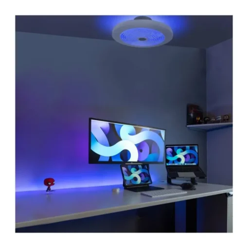 Ventilador de techo Moli LED 32w 3CCT acabado blanco estilo moderno plafón ventilador motor DC 50cm Ø