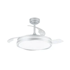 Ventilador de techo Neptuno plata LED integrado 72w 3CCT acabado plata estilo moderno aspas plegables motor DC 106cm Ø