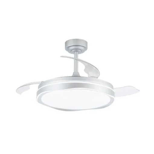 Ventilador de techo Neptuno plata LED integrado 72w 3CCT acabado plata estilo moderno aspas plegables motor DC 106cm Ø