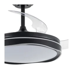Ventilador de techo Neptuno negro LED integrado 72w 3CCT acabado negro estilo moderno aspas plegables motor DC 106cm Ø