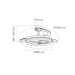 Ventilador de techo Niara blanco LED 55w 3CCT acabado blanco estilo moderno aspas plegables motor DC 106cm Ø