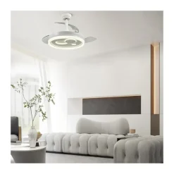 Ventilador de techo Niara blanco LED 55w 3CCT acabado blanco estilo moderno aspas plegables motor DC 106cm Ø