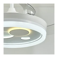 Ventilador de techo Niara blanco LED 55w 3CCT acabado blanco estilo moderno aspas plegables motor DC 106cm Ø