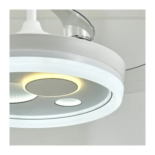 Ventilador de techo Niara blanco LED 55w 3CCT acabado blanco estilo moderno aspas plegables motor DC 106cm Ø