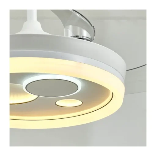 Ventilador de techo Niara blanco LED 55w 3CCT acabado blanco estilo moderno aspas plegables motor DC 106cm Ø