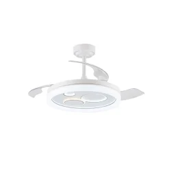 Ventilador de techo Niara blanco LED 55w 3CCT acabado blanco estilo moderno aspas plegables motor DC 106cm Ø