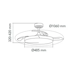 Ventilador de techo Nordic blanco LED integrado 45w 3CCT acabado blanco/madera estilo moderno aspas plegables motor DC 106cm Ø