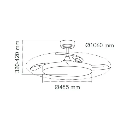Ventilador de techo Nordic blanco LED integrado 45w 3CCT acabado blanco/madera estilo moderno aspas plegables motor DC 106cm Ø