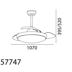 Ventilador de techo Pisa negro LED 47w 3CCT acabado negro estilo moderno aspas plegables motor DC 107cm Ø