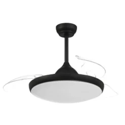 Ventilador de techo Pisa negro LED 47w 3CCT acabado negro estilo moderno aspas plegables motor DC 107cm Ø